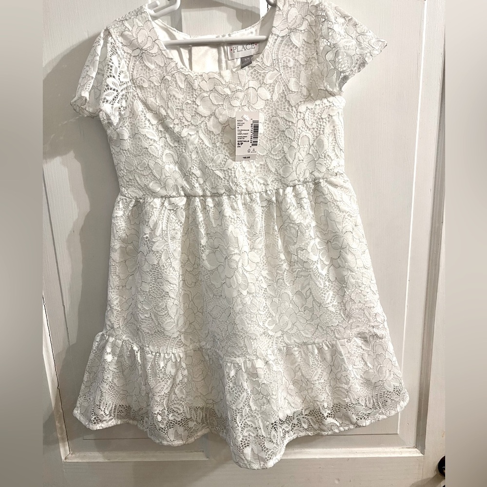 Childrens place white lace dress size 5/6